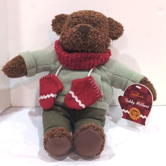 Hallmark Plush "Teddy Mittens" 2002 Winter Christmas Outfit - Picture 1 of 11